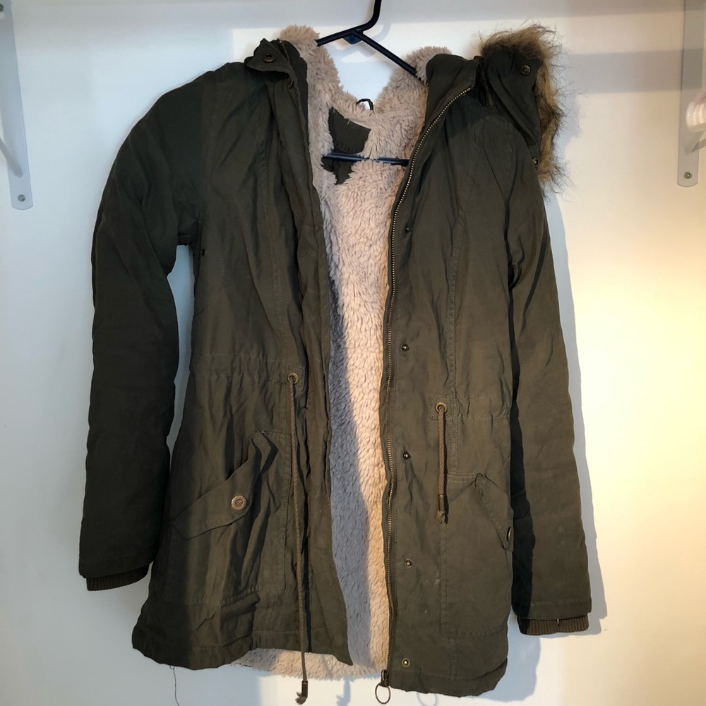 Olive green long jacket